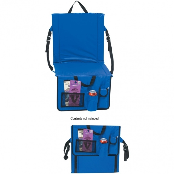 Royal Blue Folding Custom Stadium Cushions w/ Pockets