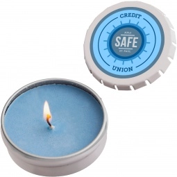 Blue Full Color Promotional Soy Candle in Snap Top Tin