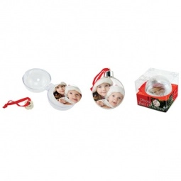 Clear w/red ribbon Photo Ball Custom Holiday Ornament
