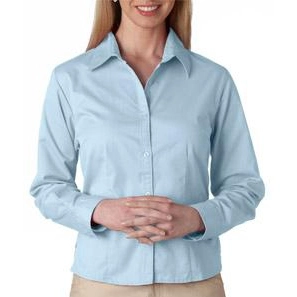Sky Blue UltraClub Whisper Twill Custom Shirt - Women's
