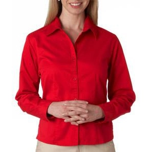 Red UltraClub Whisper Twill Custom Shirt - Women's