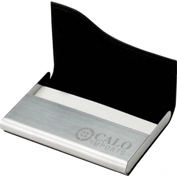 Silver/Black Textured Promotional Business Card Holders