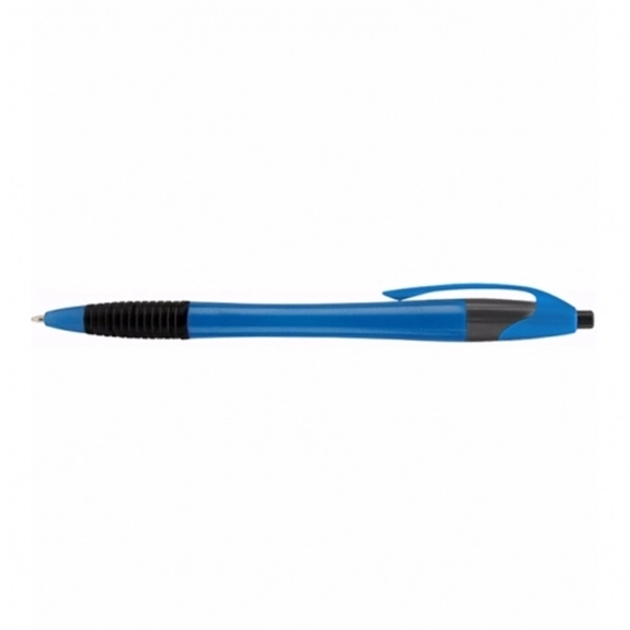 Blue Javelin Style Metallic Promotional Pen w/ Rubber Grip