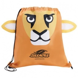 Orange Paws & Claws Promotional Drawstring Backpack - Lion