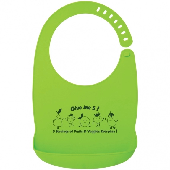 Green Silicone Custom Baby Bibs w/ Crumb Pocket