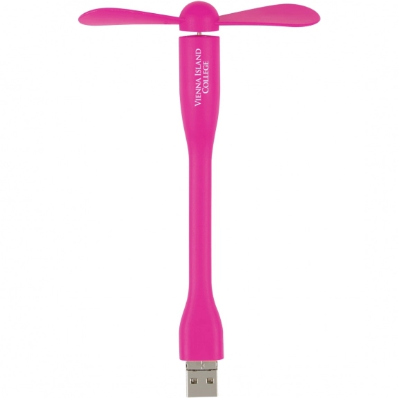 Pink - Mini Custom USB Fan w/ 3-Way Connector