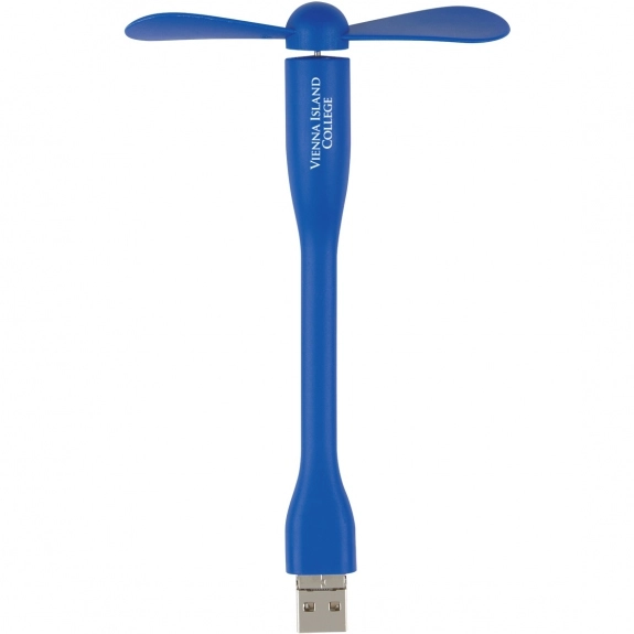 Blue - Mini Custom USB Fan w/ 3-Way Connector