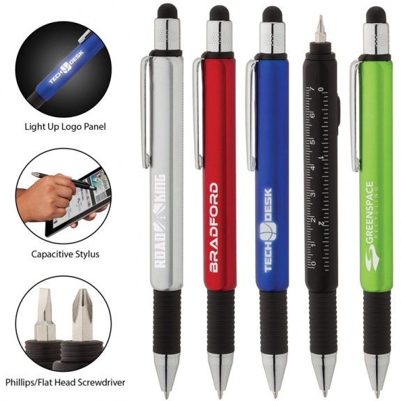 Collage - 7-in-1 Light Up Stylus Custom Utility Pen