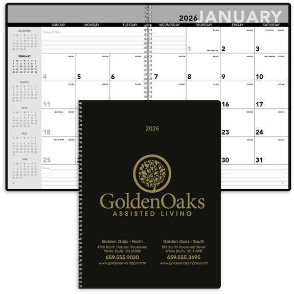 Black Custom Monthly Planner Book