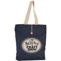 Navy / Natural Two-Tone Button Up Canvas Promotional Tote Bag