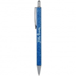 Blue Glitter Metal Plunger Promotional Pen
