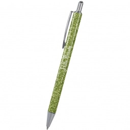 Green Glitter Metal Plunger Promotional Pen