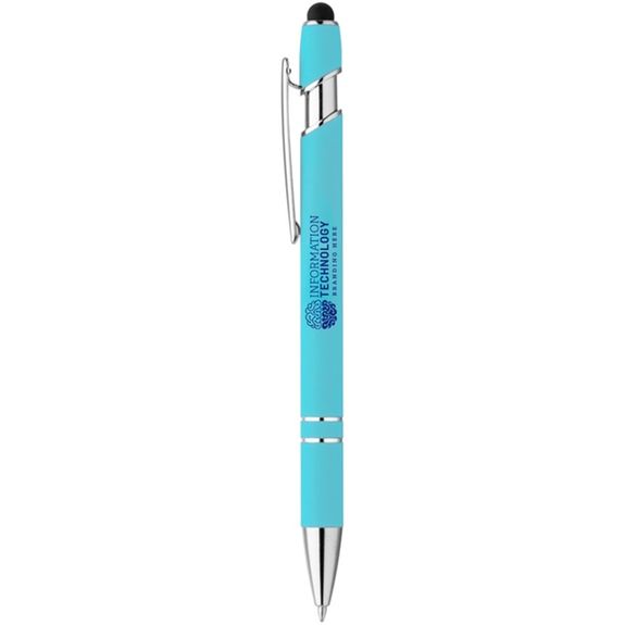 Carribean Blue Soft-Touch Aluminum Custom Stylus Pen