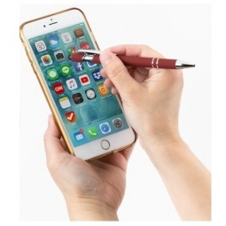 In Use - Full Color Soft-Touch Aluminum Custom Stylus Pen