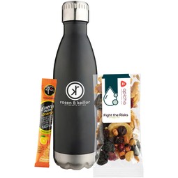 Matte black - Custom Water Bottle Combo - Snack Mix & Energy Drink