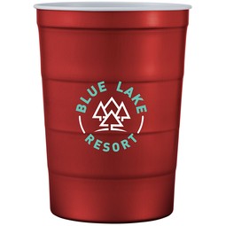 Red Reusable Custom Logo Steel Chill-Cups&#153; - 16 oz.