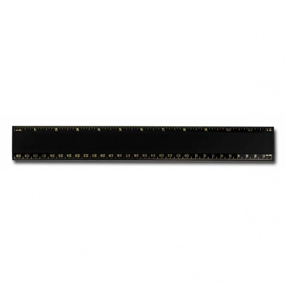 Recycled Black Pro-Scale Plastic Logo Ruler - 12"