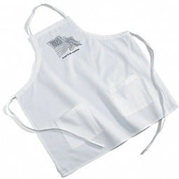 Bound Poly / Cotton Twill BBQ Personalized Apron w/ 2 Pockets - White