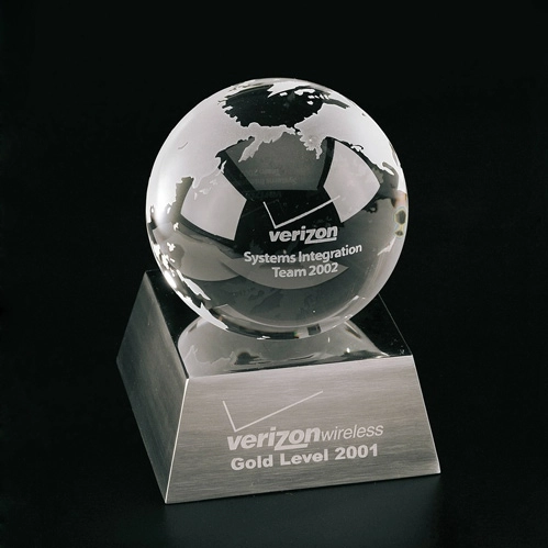 Crystal Globe Custom Award - 3" dia