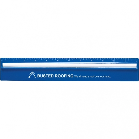 Blue Customized Plastic Ruler w/ Magnifier