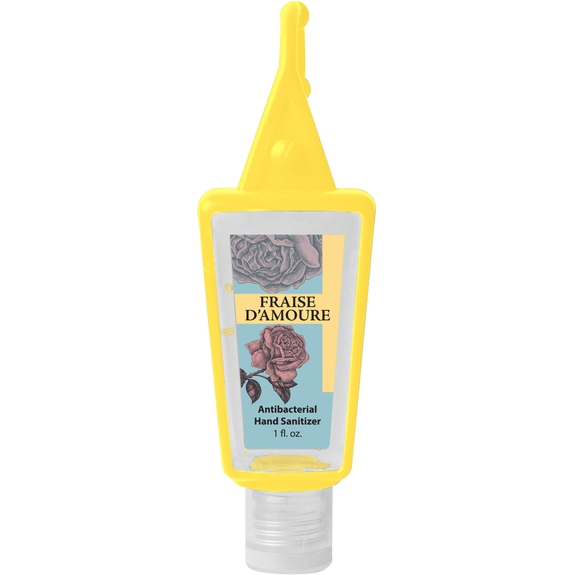 Yellow - Branded Hand Sanitizer w/ Silicone Holder - 1 oz.