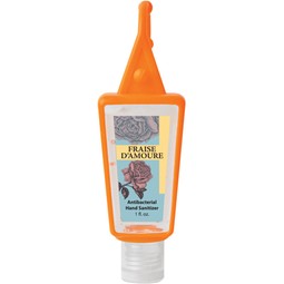 Orange - Branded Hand Sanitizer w/ Silicone Holder - 1 oz.