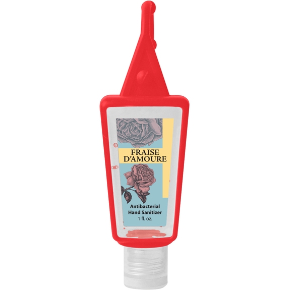 Red - Branded Hand Sanitizer w/ Silicone Holder - 1 oz.