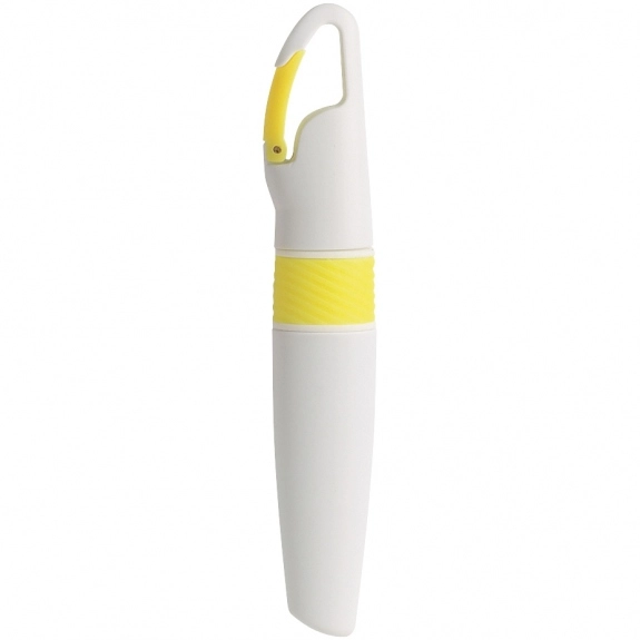 White/Yellow Promotional Highlighter w/Carabiner Clip