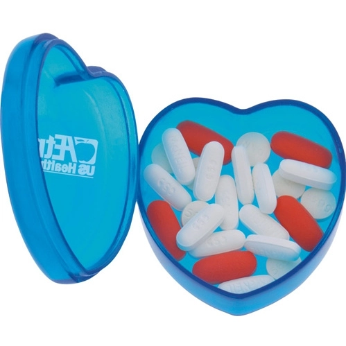 Translucent Blue Heart Shaped Promotional Pill Box