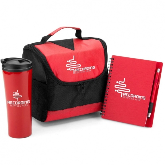 Red - Lunch Meeting Custom Cooler Bag Gift Set