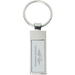 Silver - Laser Engraved Metal Rectangle Promotional Key Tag