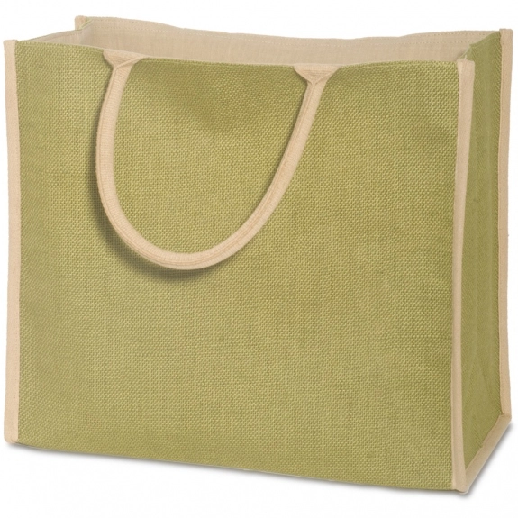 Lime Green/Natural Natural Super Jute Printed Tote Bag