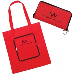 Red Zip-Up Folding Custom Tote Bags