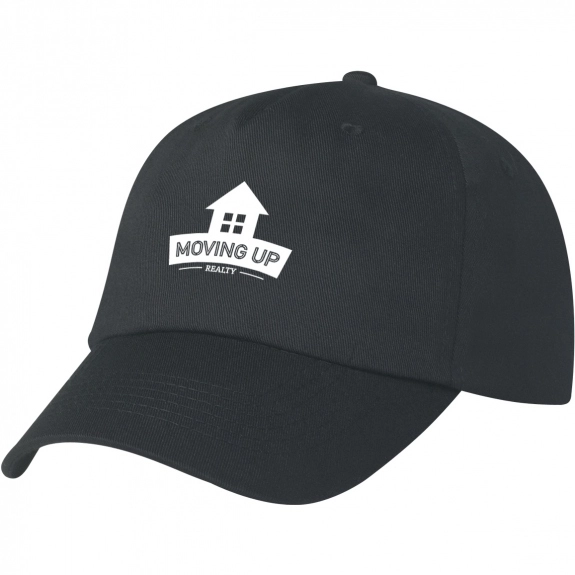 Black Screen Printed 5 Panel Structured Promotional Cap