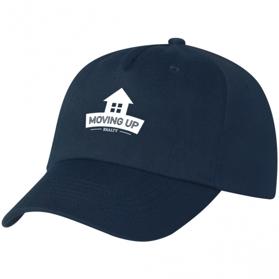 Navy Blue Screen Printed 5 Panel Structured Promotional Cap