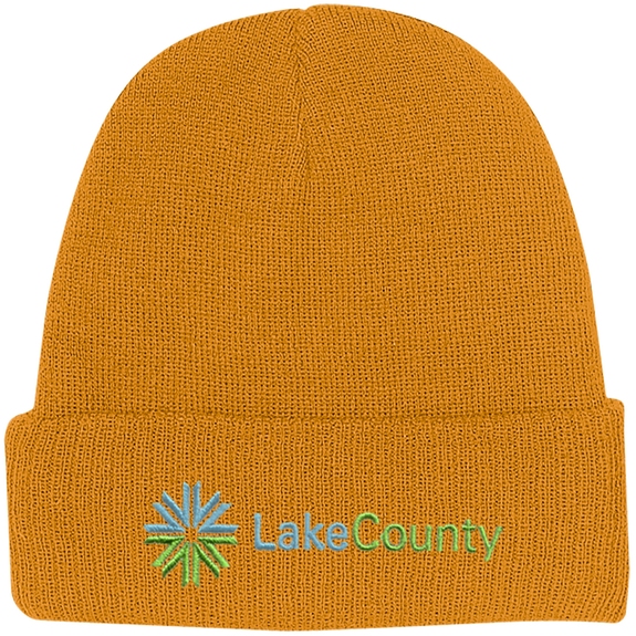 Athletic Gold Embroidered Promotional Knit Beanie w/ Cuff