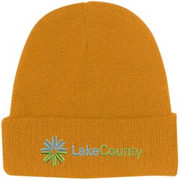 Athletic Gold Embroidered Promotional Knit Beanie w/ Cuff