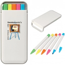 Open -Full Color Custom Logo Highlighter Set in Pocket Case