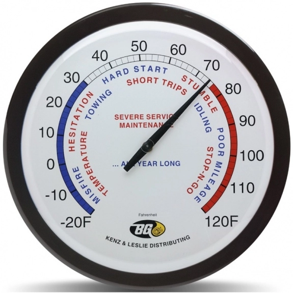 Black Full Color Outdoor Custom Thermometer - 14" 