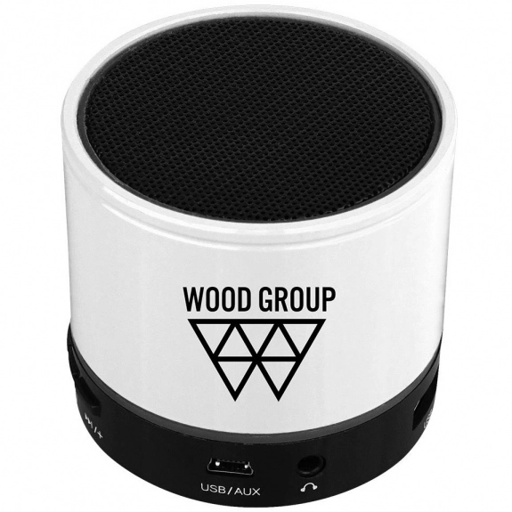 White - Light Up Round Bluetooth Custom Speaker