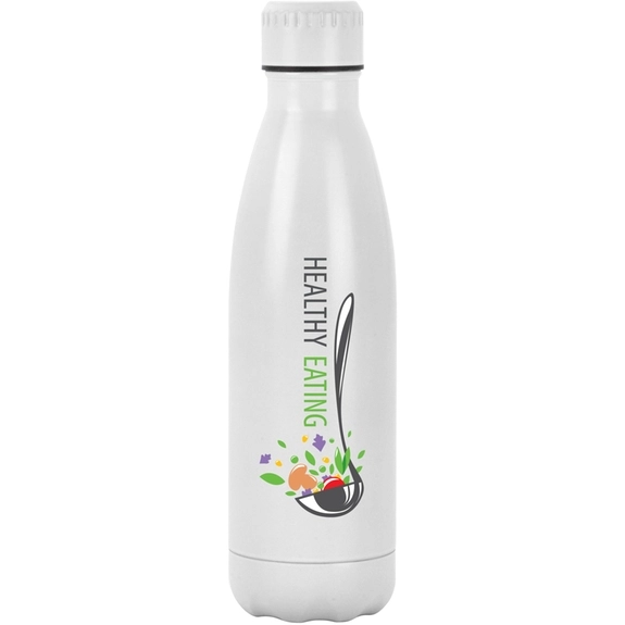 White Full Color Antimicrobial Stainless Steel Custom Water Bottle - 17 oz.