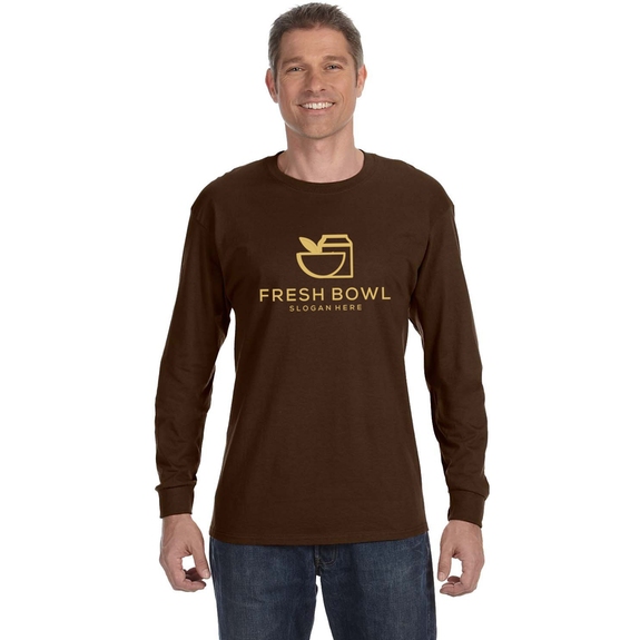 Chocolate - JERZEES Long Sleeve Promotional T-Shirt