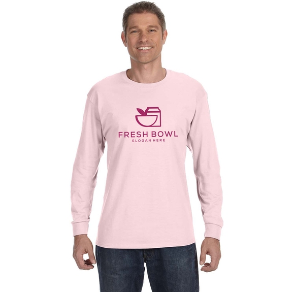 Classic Pink - Navy Blue - JERZEES Long Sleeve Promotional T-Shirt
