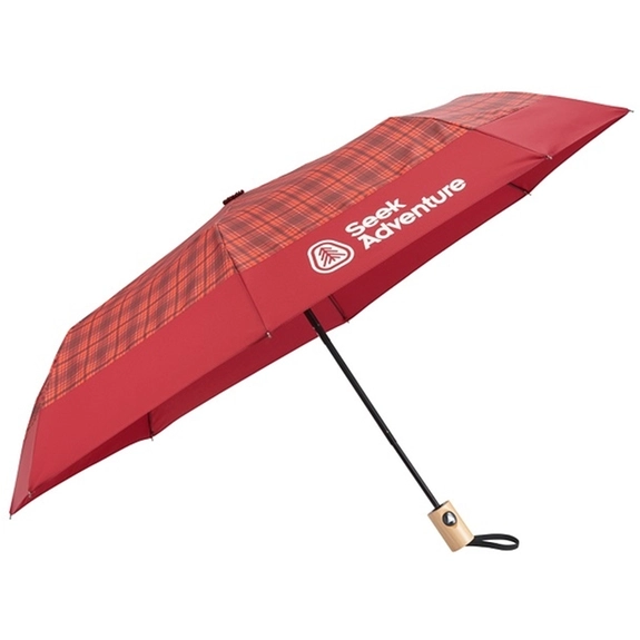Burgundy RPET Auto-Open Custom Folding Umbrella