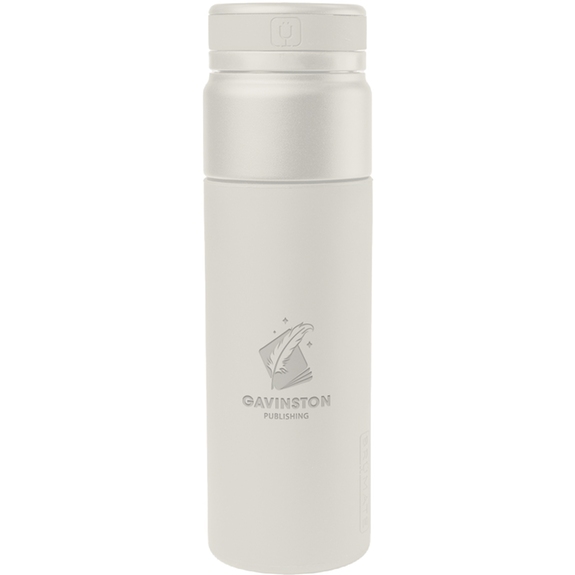 White BruMate Rotera Laser Engraved Custom Water Bottle - 25 oz.