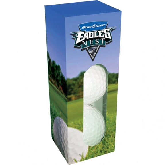 White Full Color Golf Ball Sleeve Custom Packaging - 1.77"w x 5"h x 1.77"d