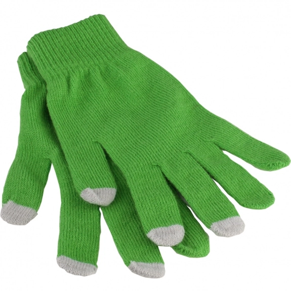 Lime Green Touchscreen Custom Gloves In Carry Pouch