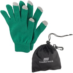 Green Touchscreen Custom Gloves In Carry Pouch