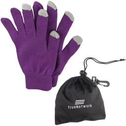 Purple Touchscreen Custom Gloves In Carry Pouch