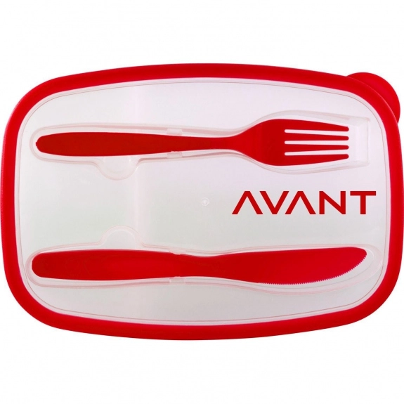 Red - Tight Seal Custom Lunch Container w/ Utensils